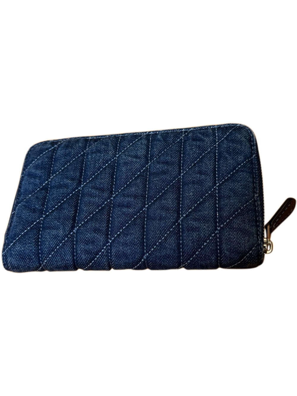 Coach Quilted Denim Zip-Around Wallet in Dark Blue - Picture 2 of 9